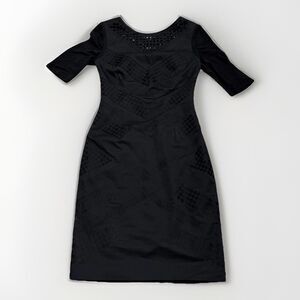 Karen Millen Dress US Size 6 Embroidered Cutout Sheath Designer LBD